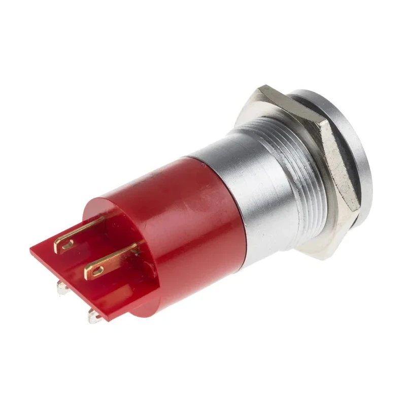 RS PRO Red Panel Mount Indicator 24V AC/DC Solder Tab Termination Flush Chrome Bezel 209-715