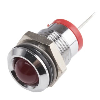 RS PRO Red Panel Mount Indicator, 2V DC, 20mA, Prominent Bezel, 42mm Length, 14mm Mount Hole Size 209-579