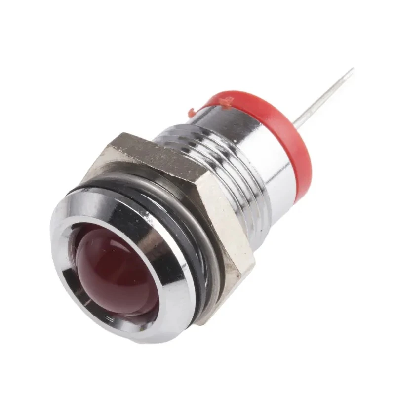 RS PRO Red Panel Mount Indicator, 2V DC, 20mA, Prominent Bezel, 42mm Length, 14mm Mount Hole Size 209-579