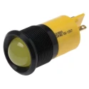 RS PRO Yellow Panel Mount LED Indicator 24V AC, 20mA, Solder Tab, IP67, Prominent Chrome Bezel 209-800