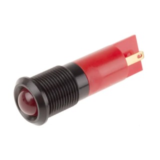 RS PRO Red Panel Mount LED Indicator 110V AC 6mA IP67 Prominent Chrome Bezel Solder Tab 210-175