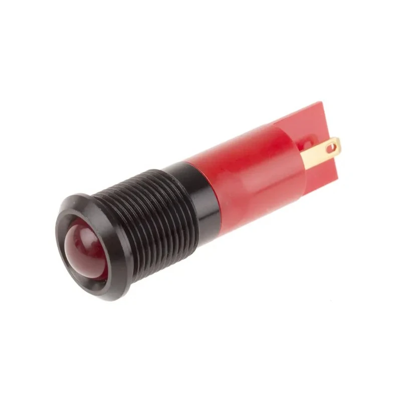 RS PRO Red Panel Mount LED Indicator 110V AC 6mA IP67 Prominent Chrome Bezel Solder Tab 210-175