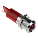 RS PRO Red Panel Mount Indicator 230V AC Prominent IP67, Silver Bezel, 14mm Hole, 61mm Length 