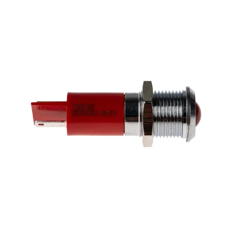 RS PRO Red Panel Mount Indicator 230V AC Prominent IP67, Silver Bezel, 14mm Hole, 61mm Length 