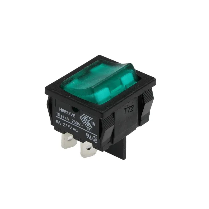 Arcolectric (Bulgin) Ltd Illuminated DPST On-Off Rocker Switch Panel, 10A, 250V AC, Amber Rectangular Actuator H8653VBNAB