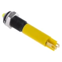 RS PRO Yellow Panel Mount LED Indicator 24V DC 20mA Solder Tab Prominent Bezel 6mm Hole 210-349