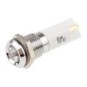 RS PRO White Panel Mount LED Indicator 12V, IP67, Prominent Bezel, 47mm Length, Chrome/Silver IP67