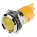 RS PRO Yellow Panel Mount LED Indicator, 230V AC, 3mA, Prominent Bezel, 22mm, Model 210-743