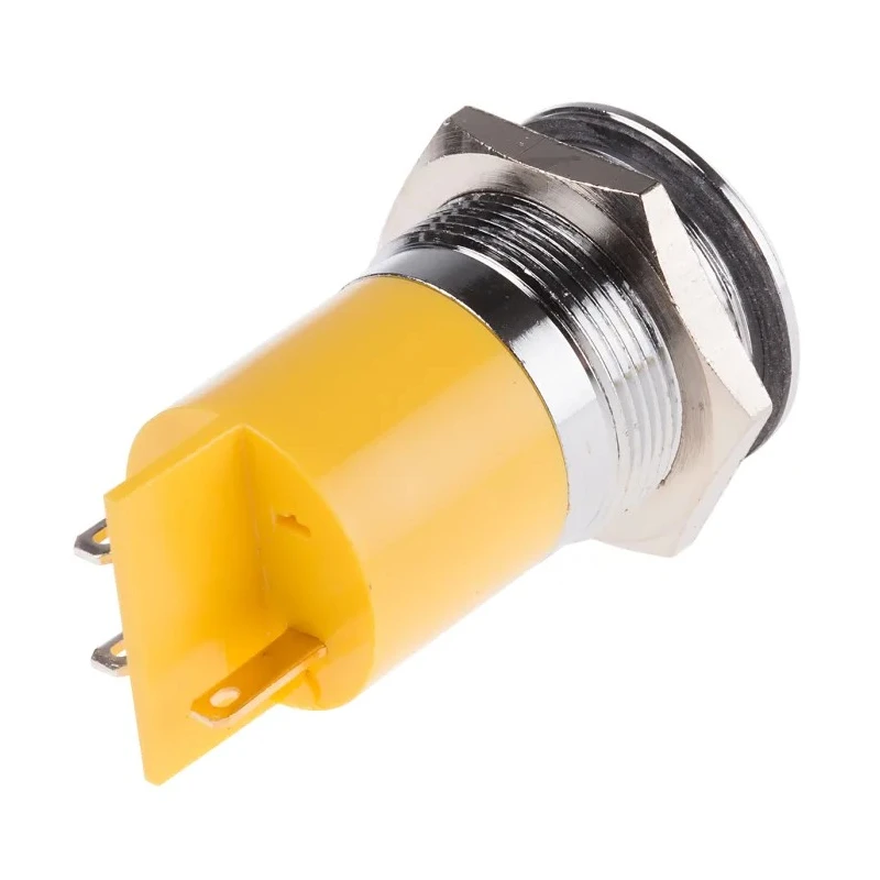 RS PRO Yellow Panel Mount LED Indicator, 230V AC, 3mA, Prominent Bezel, 22mm, Model 210-743