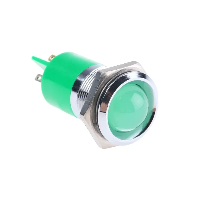 RS PRO Green Panel Mount Indicator 230V AC, Prominent Chrome Bezel, IP67, 22 mm Mount Hole 210-759