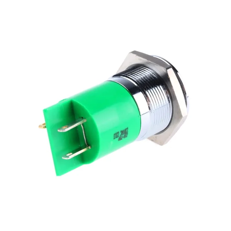 RS PRO Green Panel Mount Indicator 230V AC, Prominent Chrome Bezel, IP67, 22 mm Mount Hole 210-759