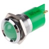 RS PRO Panel Mount Indicator Green 24V AC 20mA Solder Tab Prominent Chrome Bezel 211-112