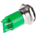 RS PRO Panel Mount Indicator Green 24V AC 20mA Solder Tab Prominent Chrome Bezel 211-112