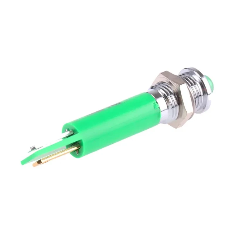 RS PRO Green Panel Mount Indicator 12V DC 20mA Solder Tab Prominent Bezel 33.9mm 8mm Mount Hole 211-257