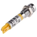 RS PRO Yellow Panel Mount LED Indicator 12V DC Solder Tab Recessed 34.4mm 211-285