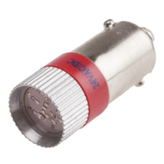 RS PRO Red Indicator Lamp Multichip 24V AC/DC BA9 Base 10mm Diameter 209-276