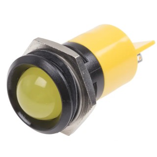 RS PRO Yellow Panel Mount Indicator, 24 V AC/DC, 20mA, IP67, Solder Tab, Prominent Bezel 211-443
