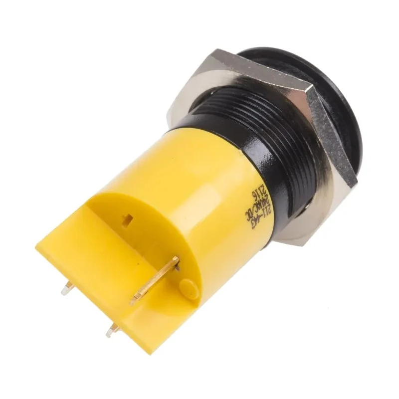 RS PRO Yellow Panel Mount Indicator, 24 V AC/DC, 20mA, IP67, Solder Tab, Prominent Bezel 211-443