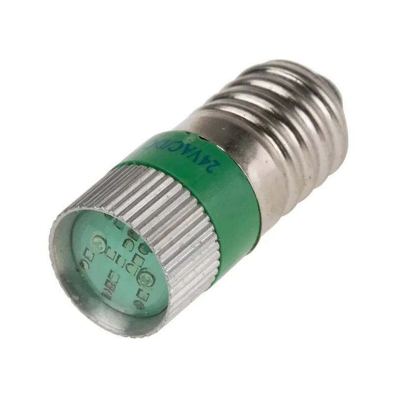 RS PRO Green Indicator Lamp, Multichip, E10 Base, 24V DC, 10mm Diameter, 209-923