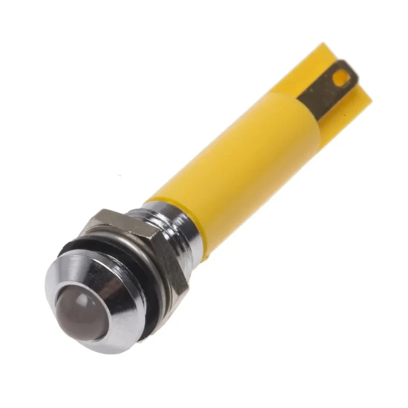 RS PRO Yellow Panel Mount LED Indicator 24V AC/DC, 20mA, Solder Tab, IP67, Prominent 211-538