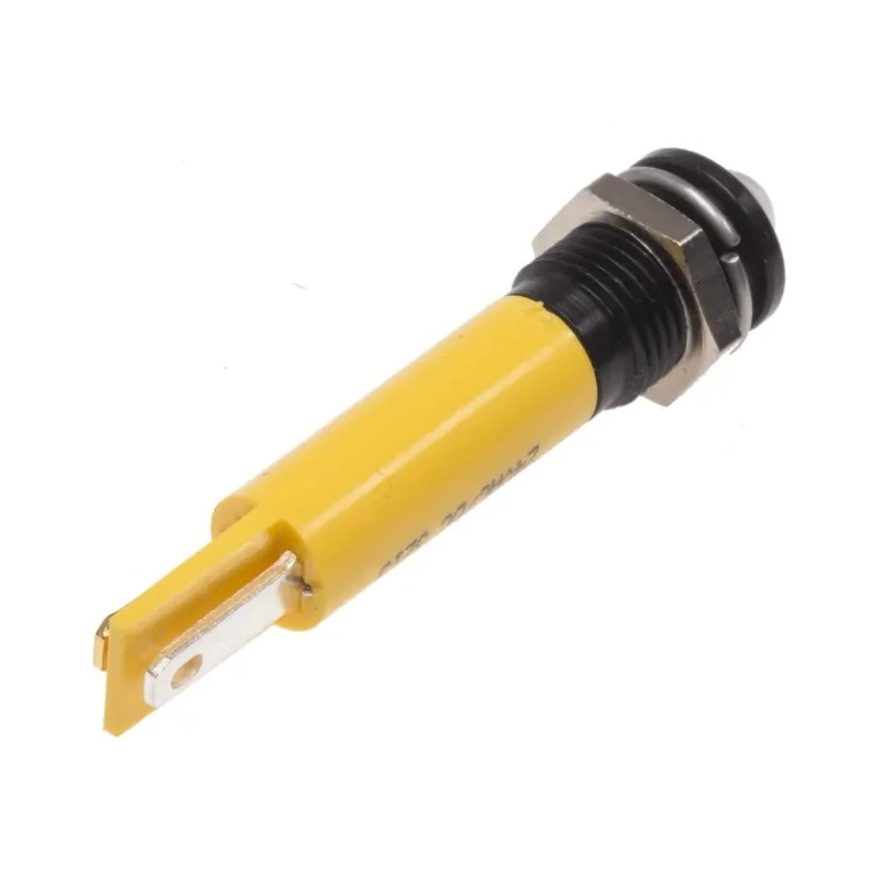 RS PRO Yellow Panel Mount Indicator 24V AC/DC, 20mA, IP67, Solder Tab, Prominent Bezel 211-566