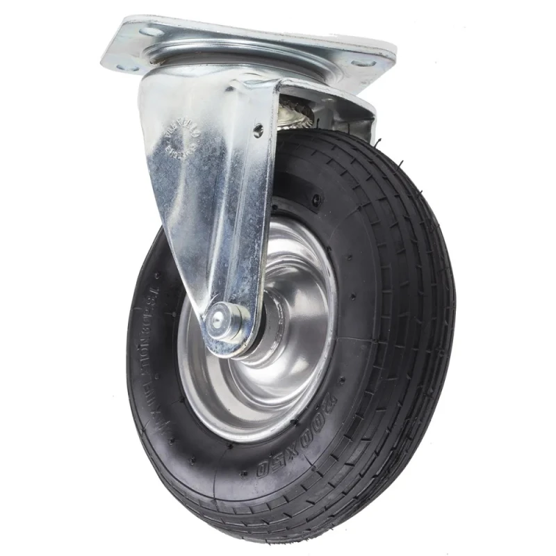 RS PRO Swivel Castor 75 kg Capacity 200 mm Wheel Rubber Pressed Steel Frame 211-711