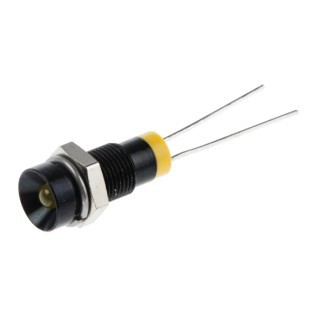 RS PRO Yellow Panel Mount Indicator, 2V DC, 20mA, Lead Termination, Recessed Bezel, 6mm Mount Hole 211-926