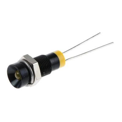 RS PRO Yellow Panel Mount Indicator, 2V DC, 20mA, Lead Termination, Recessed Bezel, 6mm Mount Hole 211-926