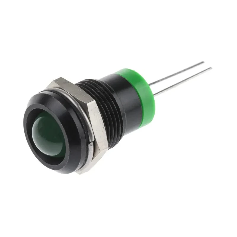 RS PRO Green LED Panel Mount Indicator 2V DC 20mA Prominent Bezel 12mm IP40 211-976