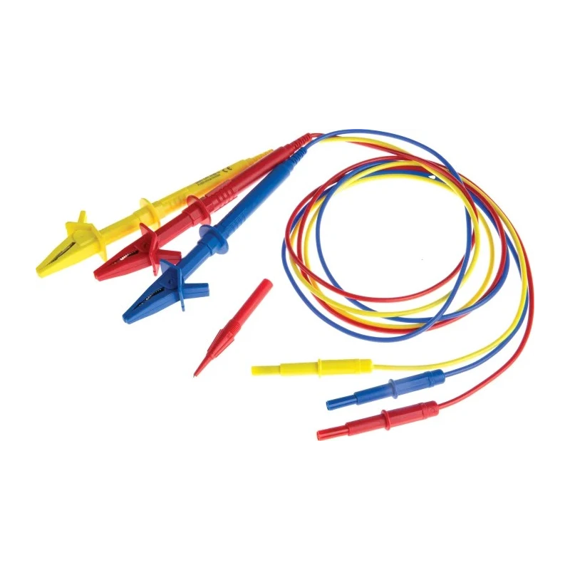 RS PRO Fused Test Lead, CAT III, 600V, Crocodile Clip, 1m, 3 Phase, GS38 212-988