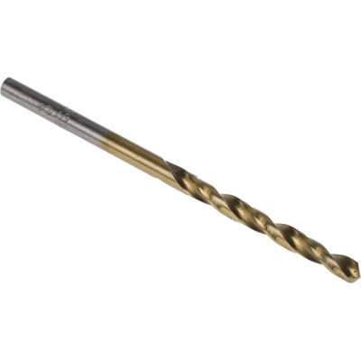 RS PRO Titanium Nitride Coated HSS Jobber Drill Bit 3mm × 61mm, Cylindrical Shank, Set of 10, 213-411