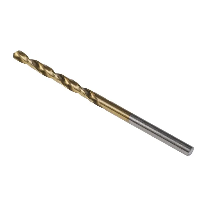 RS PRO Titanium Nitride Coated HSS Jobber Drill Bit 3mm × 61mm, Cylindrical Shank, Set of 10, 213-411