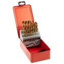 RS PRO 25-Piece Titanium Nitride Twist Drill Bit Set for Metal, 1 mm to 13 mm Range, HSS, 213-512