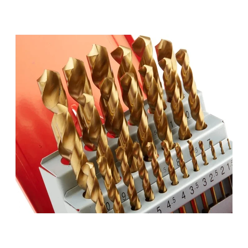 RS PRO 25-Piece Titanium Nitride Twist Drill Bit Set for Metal, 1 mm to 13 mm Range, HSS, 213-512
