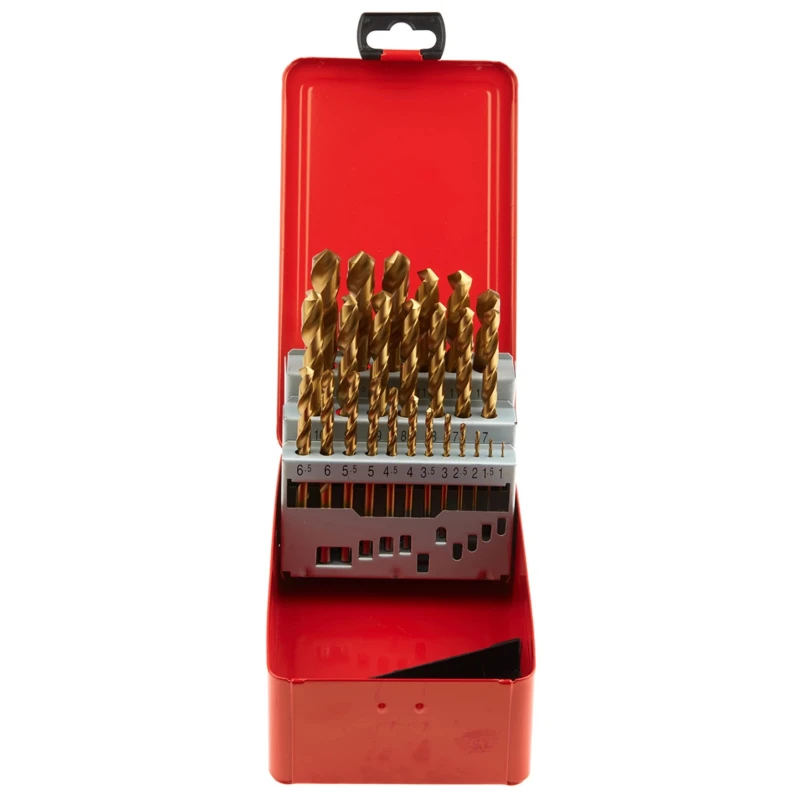 RS PRO 25-Piece Titanium Nitride Twist Drill Bit Set for Metal, 1 mm to 13 mm Range, HSS, 213-512