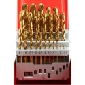RS PRO 25-Piece Titanium Nitride Twist Drill Bit Set for Metal, 1 mm to 13 mm Range, HSS, 213-512