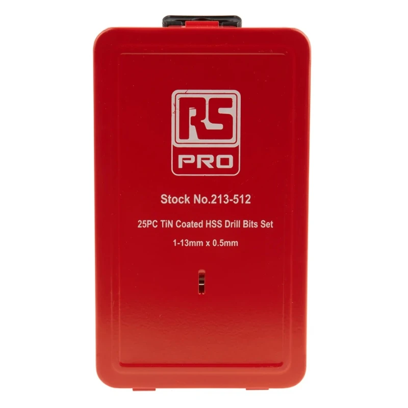 RS PRO 25-Piece Titanium Nitride Twist Drill Bit Set for Metal, 1 mm to 13 mm Range, HSS, 213-512