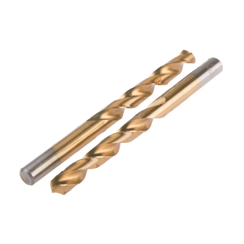RS PRO HSS Jobber Drill Bit Set, 9.5mm Diameter, 125mm Overall Length, Tin Coated, 4 Flutes, Cylindrical Shank, DIN 214-076