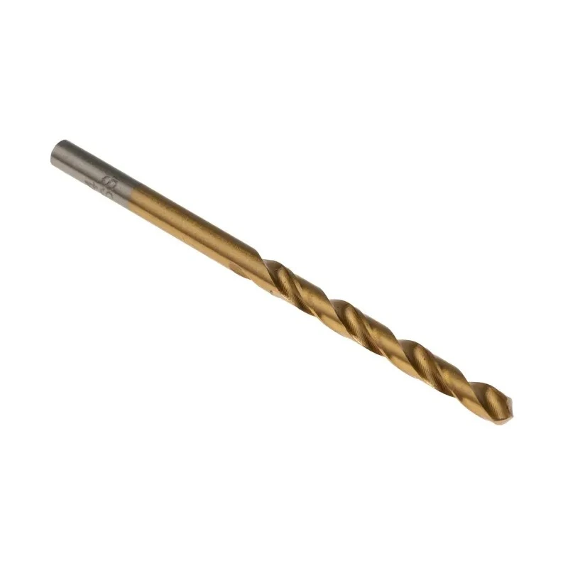 RS PRO HSS Jobber Drill Bit Set, Titanium Nitride Coated, 75mm Overall Length, 4mm Shank, 4 Flutes, Helical, Box of 213-821
