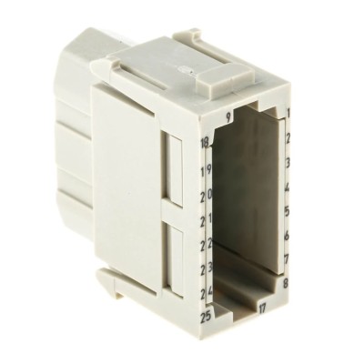 HARTING Heavy Duty Power Connector Module, 5A, 50V, 25 Contacts, Female, HAN Modular Series, Model 09140253101