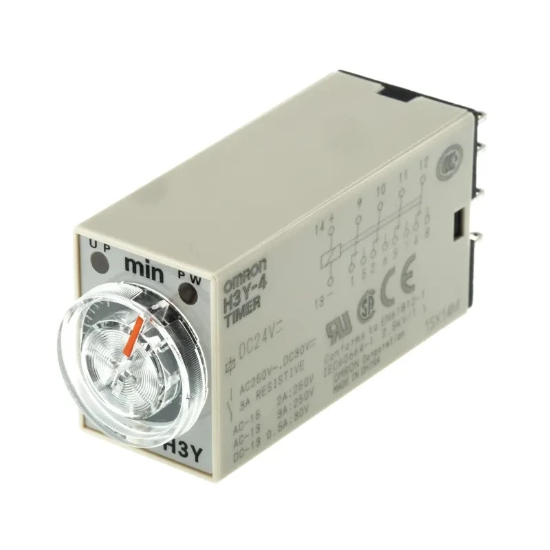 Omron DIN Rail Timer Relay, 4-Contact, 24V AC/DC, 0.1–3 min Adjustable, 4PDT, Plug-In, IP40 H3Y-4 DC24 3M