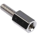 RS PRO M3 Hex Standoff, Male/Female, 8 mm Body, 8 mm Stud, Brass, Nickel Finish 221-134