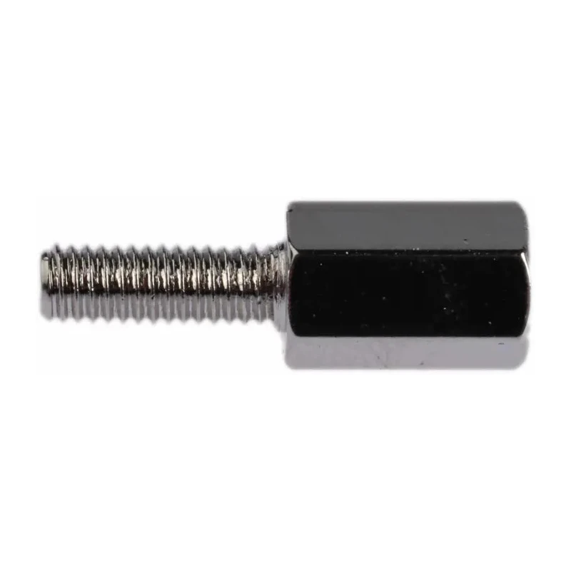 RS PRO M3 Hex Standoff, Male/Female, 8 mm Body, 8 mm Stud, Brass, Nickel Finish 221-134