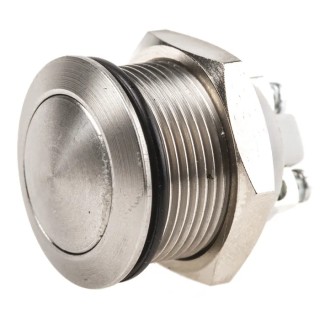APEM Push Button Switch Momentary Screw Mount 19.2 mm Cutout SPST IP65 Dome Silver AV191003C940K