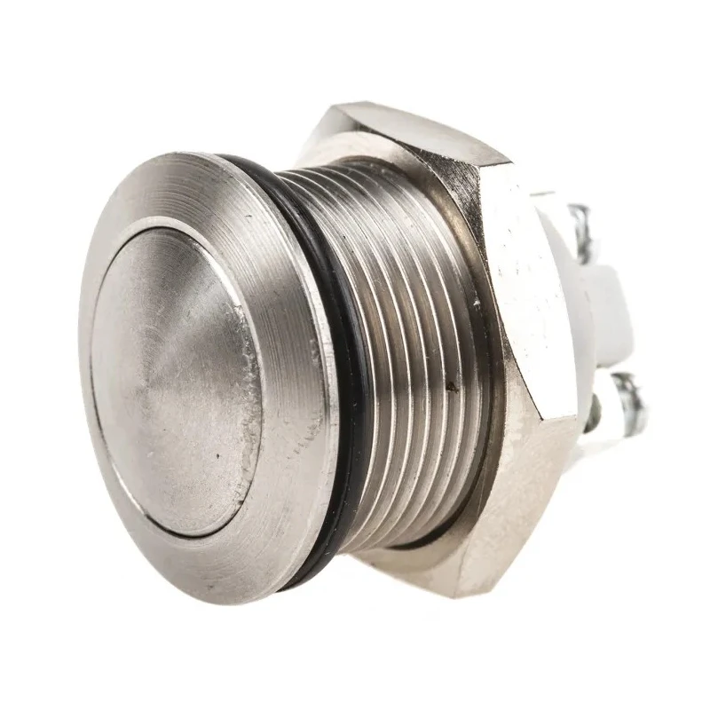 APEM Push Button Switch Momentary Screw Mount 19.2 mm Cutout SPST IP65 Dome Silver AV191003C940K