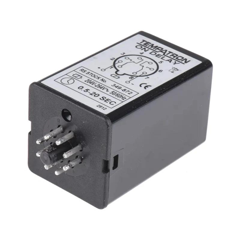 Tempatron 2B Series Timer Relay 2-Contact 240V AC 0.5–20 s DPDT ON Delay 8-Pin IP40 10A 2BDE20SLP240VAC