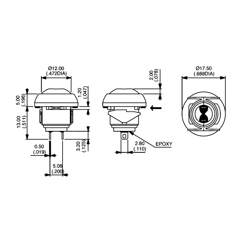 APEM IB Series Miniature Push Button Switch, Momentary, Panel Mount, Yellow, IP67, 13.6 mm Cutout, SPST, 50 V DC IBR3SAD500