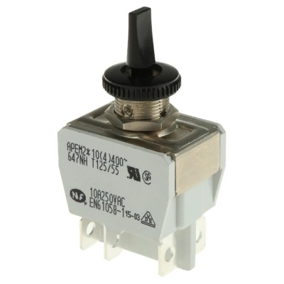 APEM Toggle Switch DPDT On-Off-On, Panel Mount, Tab Terminal, 24 V DC, 250 V AC 647NH/2