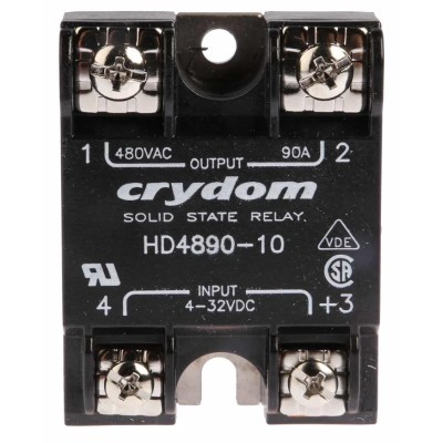 Crydom HD Series Solid State Relay, Panel Mount, 90A, 530V Load, 32V Control HD4890-10
