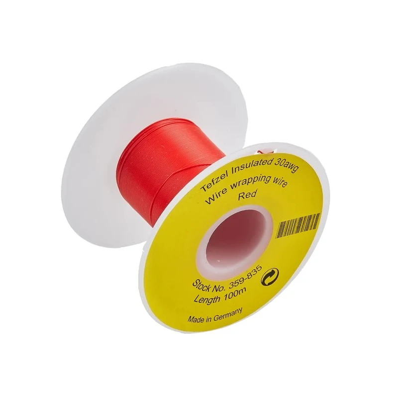 RS PRO 100 Series Red Hook Up Wire 30 AWG 1 x 0.25 mm 100 m ETFE Tefzel Wire 359-835